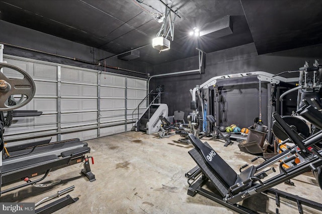 garage with a garage door opener