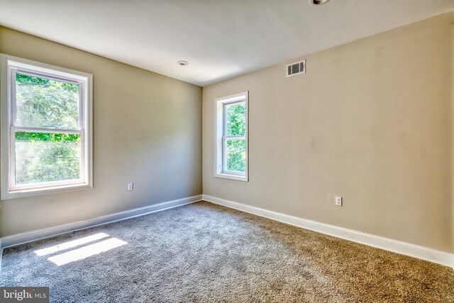 carpeted spare room with a healthy amount of sunlight