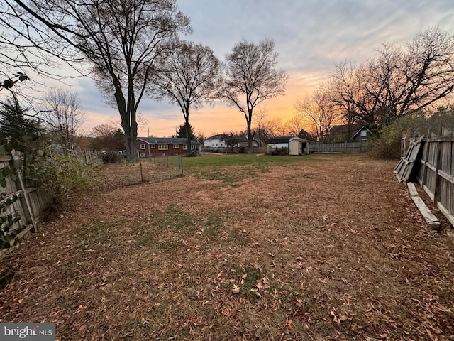 view of yard at dusk