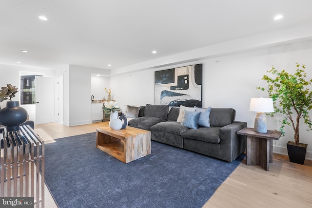 living room with hardwood / wood-style flooring