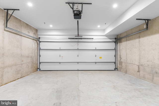 garage with a garage door opener