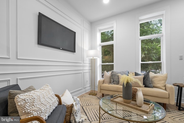 living room featuring light hardwood / wood-style floors