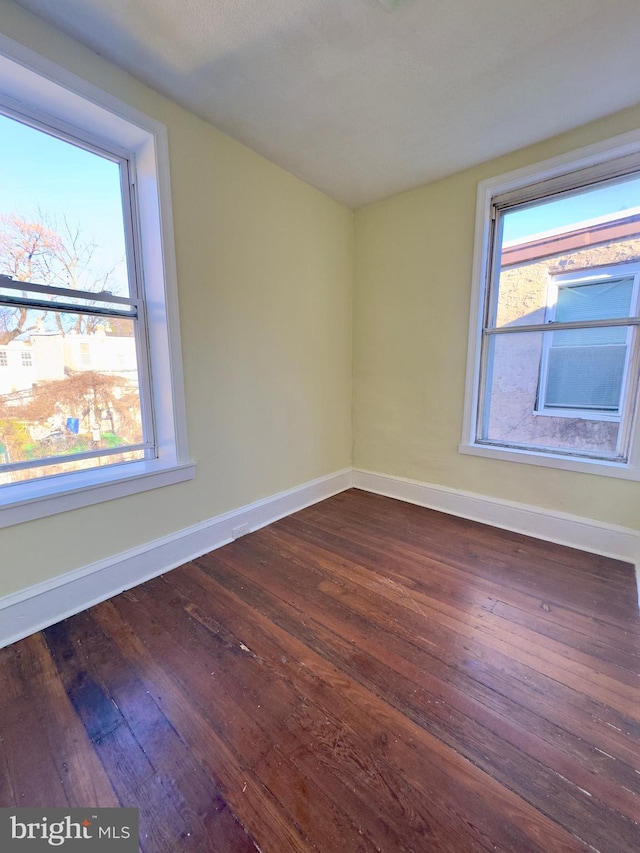 empty room featuring dark hardwood / wood-style flooring