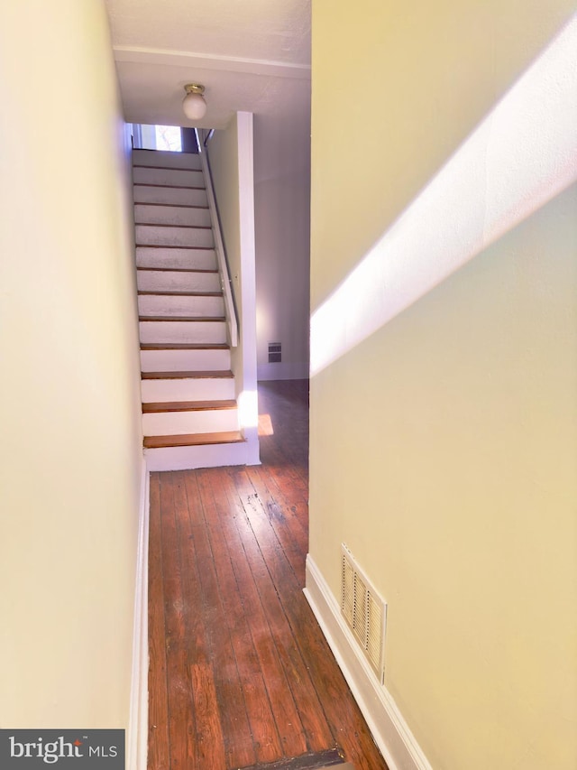 interior space with dark hardwood / wood-style floors