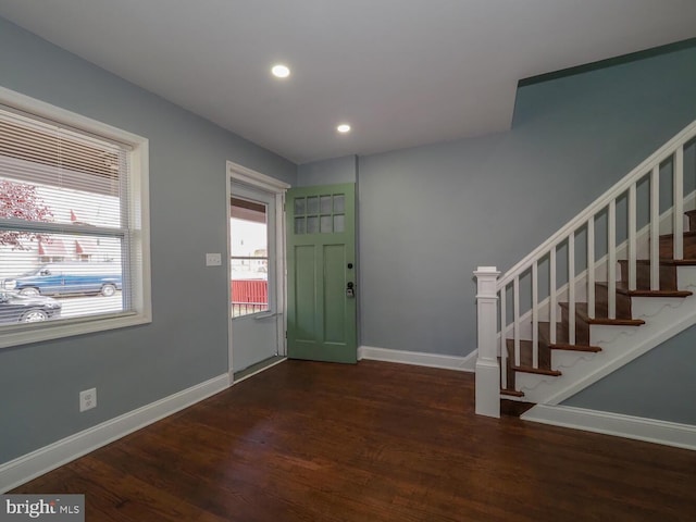 entrance foyer with dark wood-type flooring