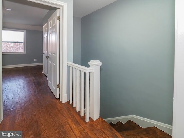 corridor with dark wood-type flooring