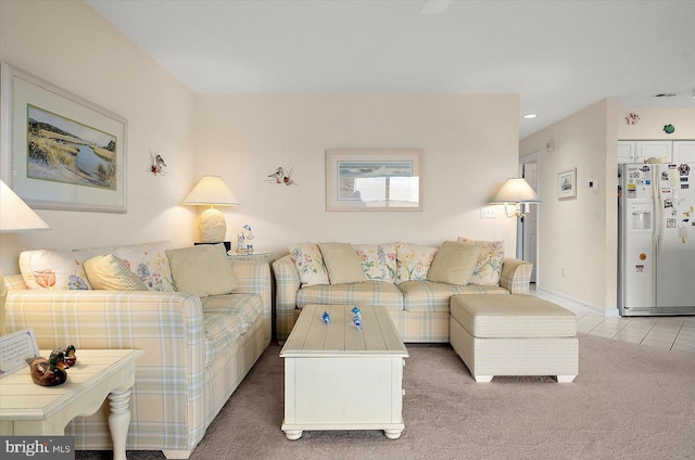 living room with carpet flooring