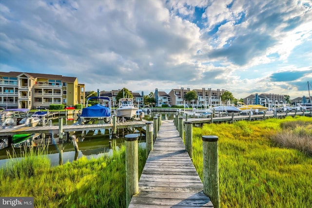 dock area featuring a water view