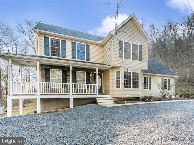 view of front of property with a porch