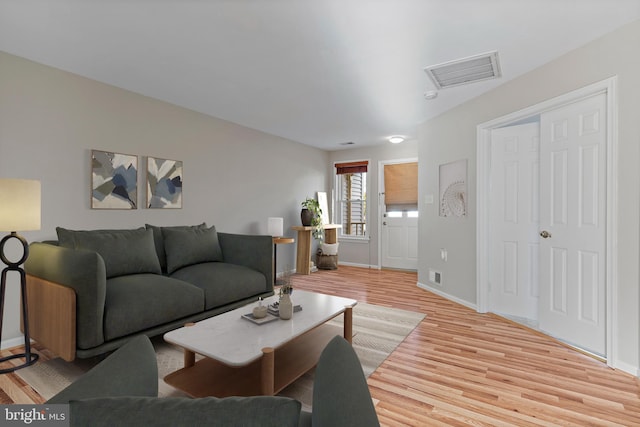 living room featuring light hardwood / wood-style floors