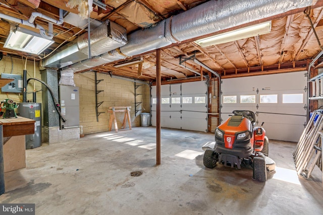 garage with electric water heater