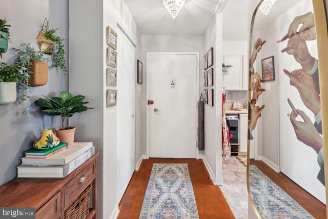 doorway to outside featuring hardwood / wood-style floors