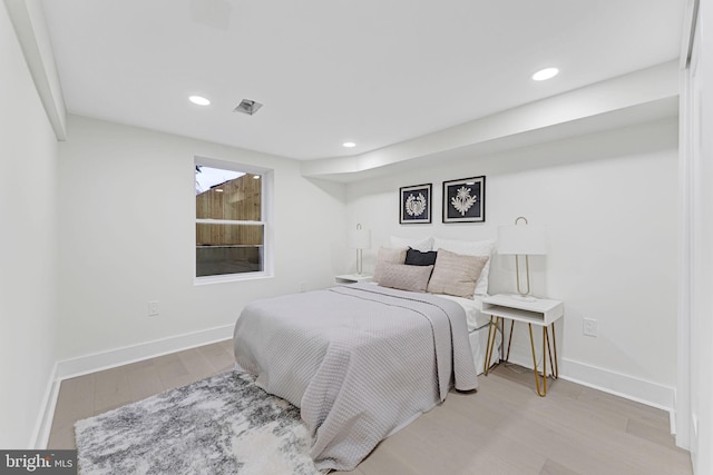 bedroom featuring light wood-type flooring