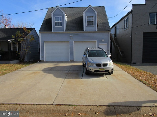 exterior space with a garage