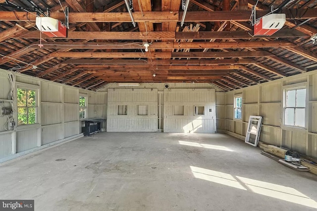 garage with a garage door opener