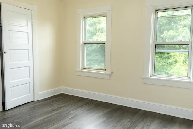 empty room featuring dark hardwood / wood-style floors