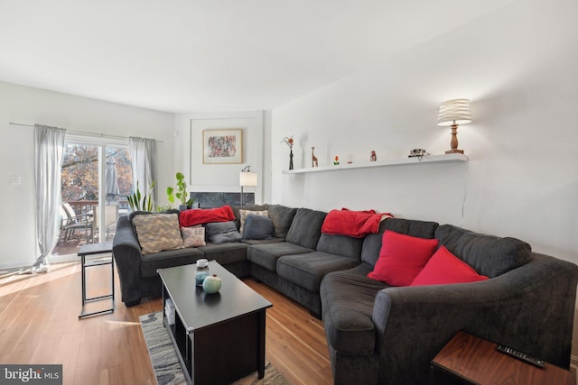 living room featuring light wood-type flooring