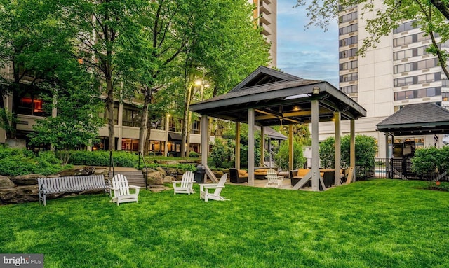 view of yard with a gazebo