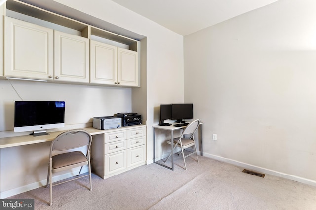 view of carpeted home office