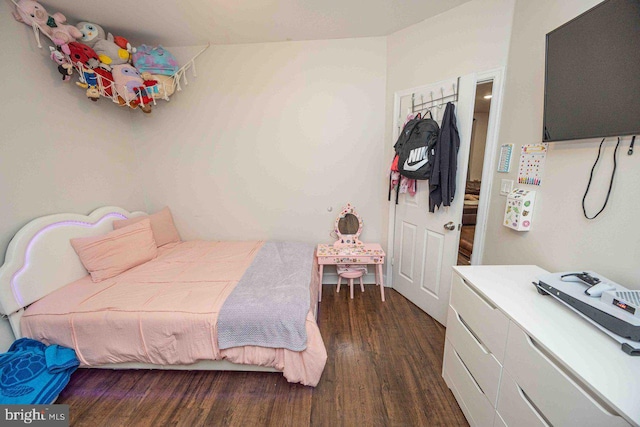 bedroom featuring dark hardwood / wood-style flooring