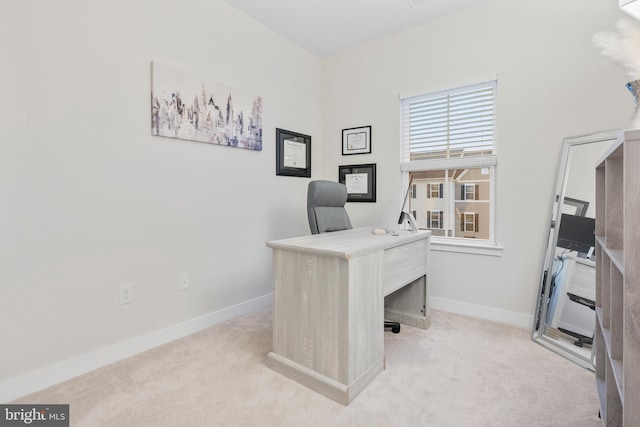 office with light colored carpet