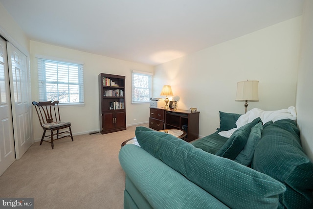 carpeted living room with a wealth of natural light