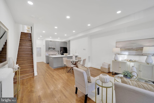 living room with light wood-type flooring