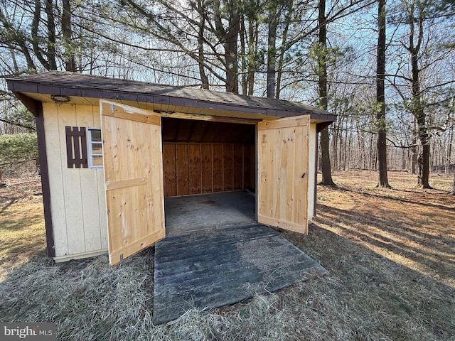 view of shed