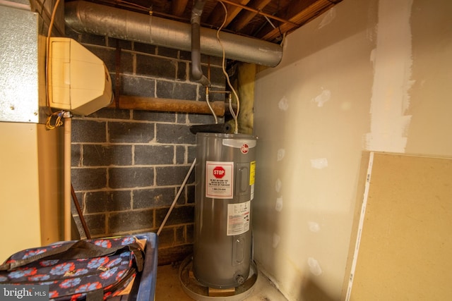 utility room featuring electric water heater