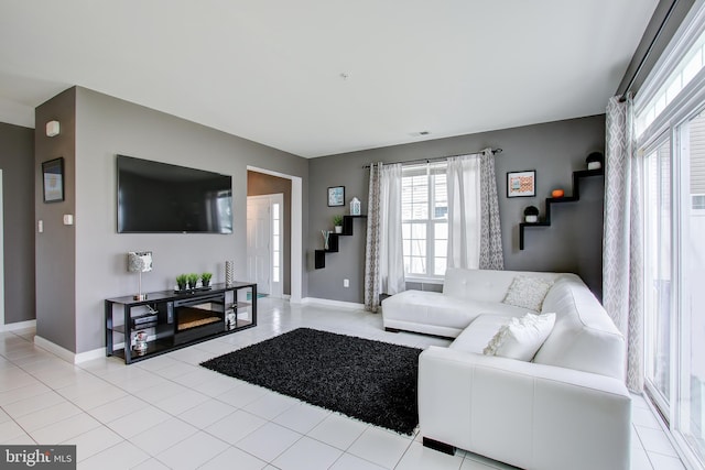 view of tiled living room