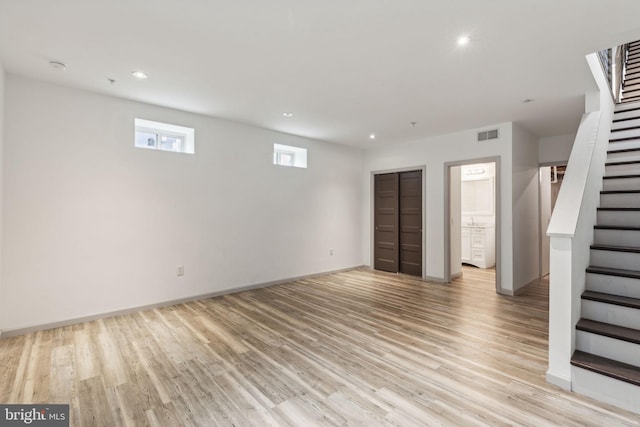 interior space featuring light hardwood / wood-style floors