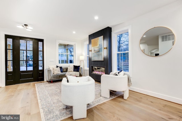 living room with light wood-type flooring