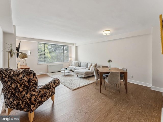 living room with hardwood / wood-style floors