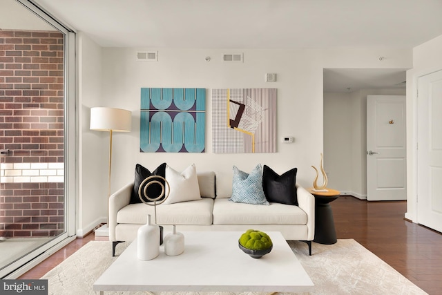 living room with hardwood / wood-style floors