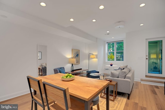 dining area featuring light hardwood / wood-style flooring