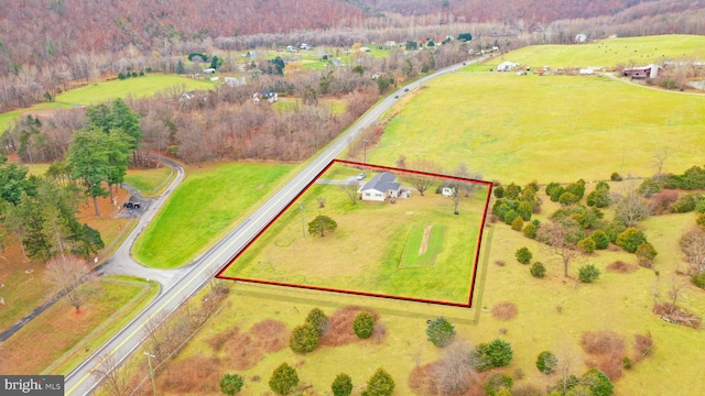 drone / aerial view featuring a rural view