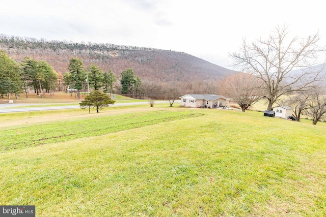 view of yard with a mountain view