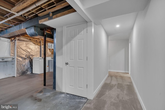 basement featuring washer / clothes dryer