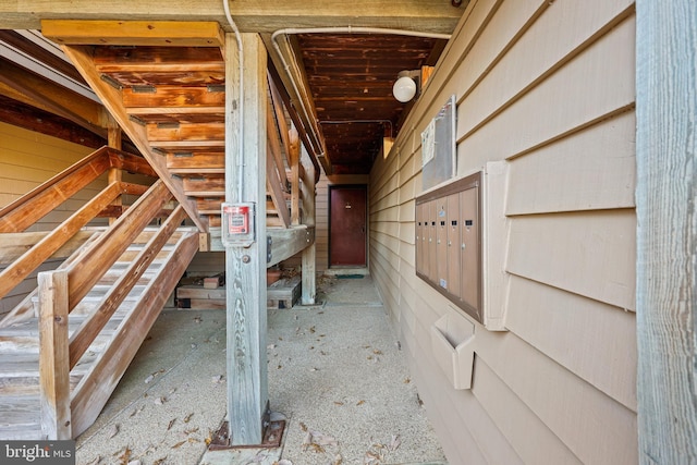 interior space with mail boxes