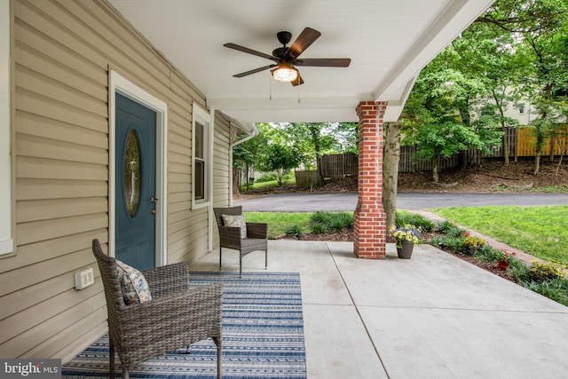 view of patio / terrace with ceiling fan