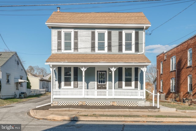 view of front of home featuring central AC