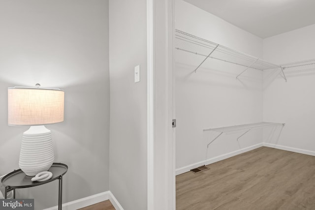 walk in closet featuring wood-type flooring