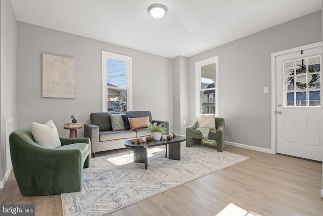 living room featuring light hardwood / wood-style floors