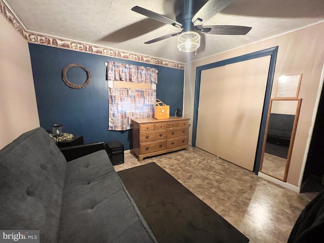 unfurnished living room featuring ceiling fan