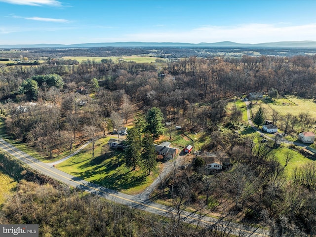 birds eye view of property with a mountain view