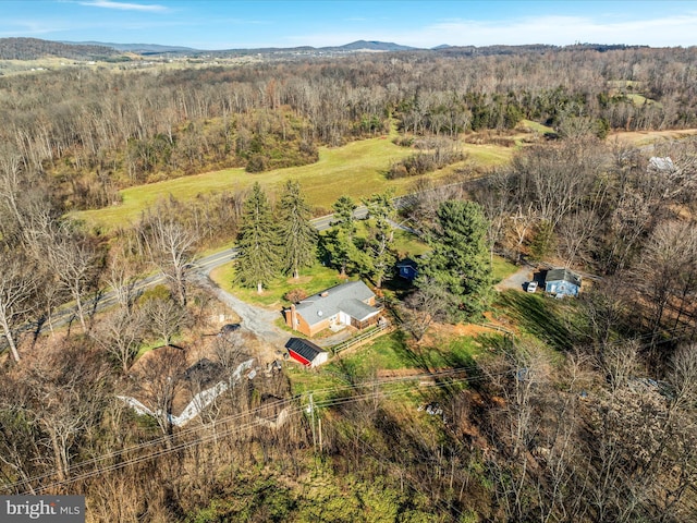 aerial view with a mountain view