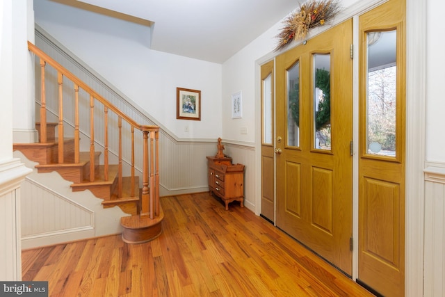 foyer featuring light wood-type flooring