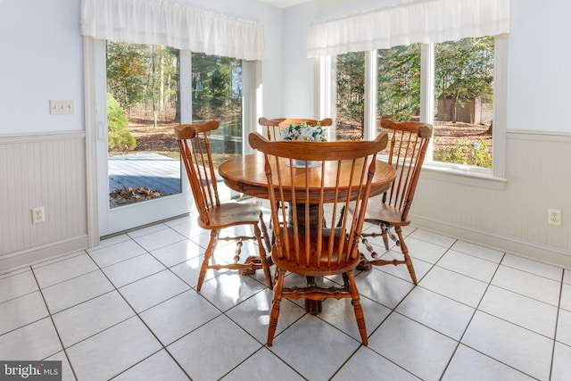 view of tiled dining space