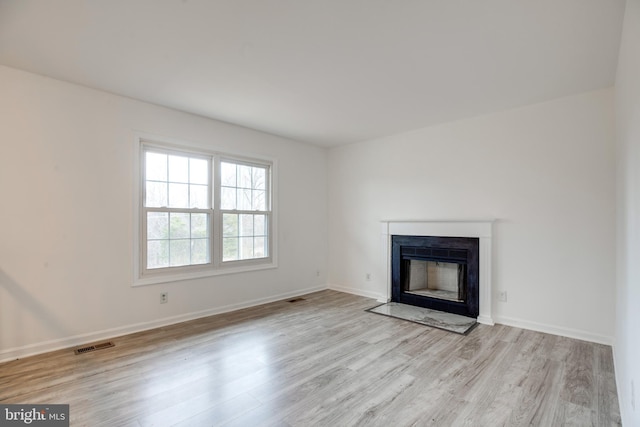 unfurnished living room featuring light hardwood / wood-style flooring