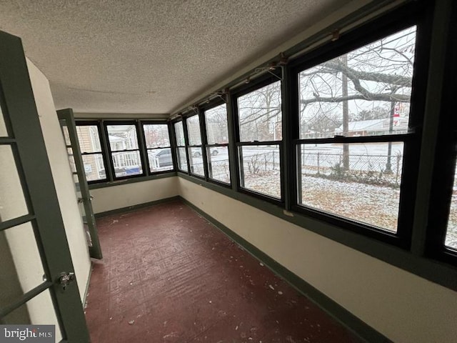 view of unfurnished sunroom